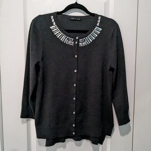 Cable & Gauge Grey Jewelled Sweater